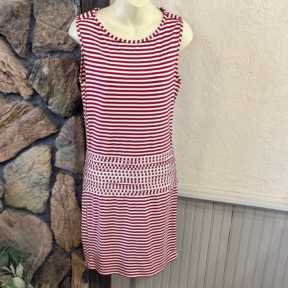 Striped Red and White Sleeveless Dress